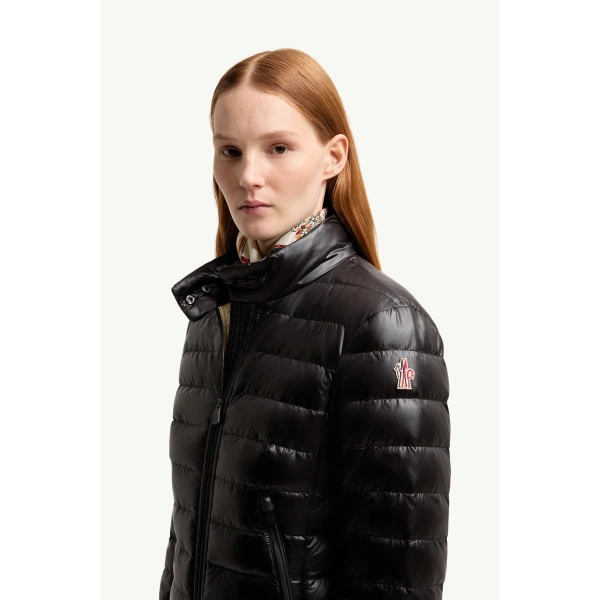 Moncler Walibi Packable Short Down Jacket in Black, view 3 | Women's Ski Jackets | Coveti