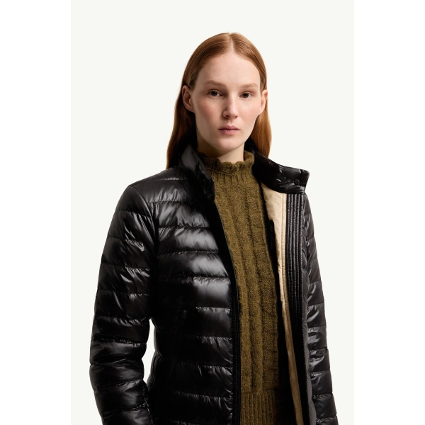 Moncler Walibi Packable Short Down Jacket in Black, view 6 | Women's Ski Jackets | Coveti