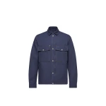 Moncler Watagua Cotton & Linen Blend Shirt Jacket in Navy Blue | Men's Jackets | Coveti