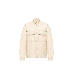 Moncler Watagua Cotton & Linen Blend Shirt Jacket in White Ivory | Men's Jackets | Coveti