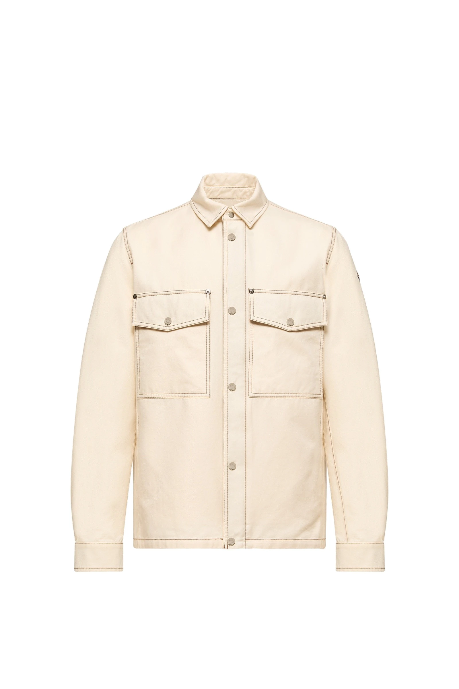 Moncler Watagua Cotton & Linen Blend Shirt Jacket in White Ivory Moncler Watagua Cotton & Linen Blend Shirt Jacket in White Ivory | Men's Jackets | Coveti