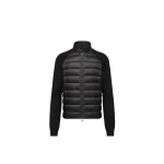 Moncler Wool Blend Padded Zip-Up Cardigan in Black | Men's Knitwear | Coveti