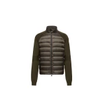 Moncler Wool Blend Padded Zip-Up Cardigan in Dark Green | Men's Knitwear | Coveti