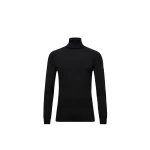 Moncler Wool Blend Polo Neck Jumper in Black | Men's Skiwear | Coveti