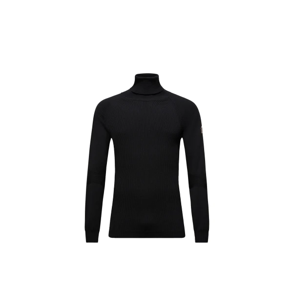 Wool Blend Polo Neck Jumper in Black