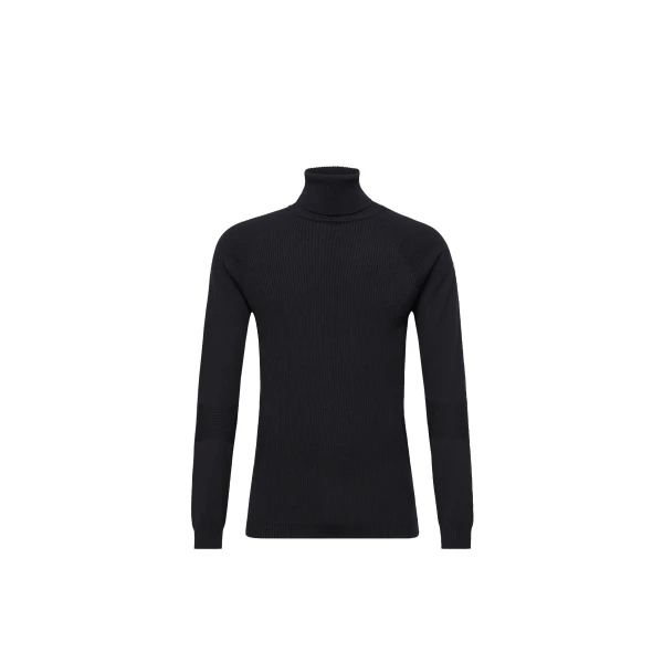 Wool Blend Polo Neck Jumper in Dark Blue