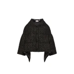 Moncler Wool Blend Tweed Cape in Black | Women's Cape Coats | Coveti