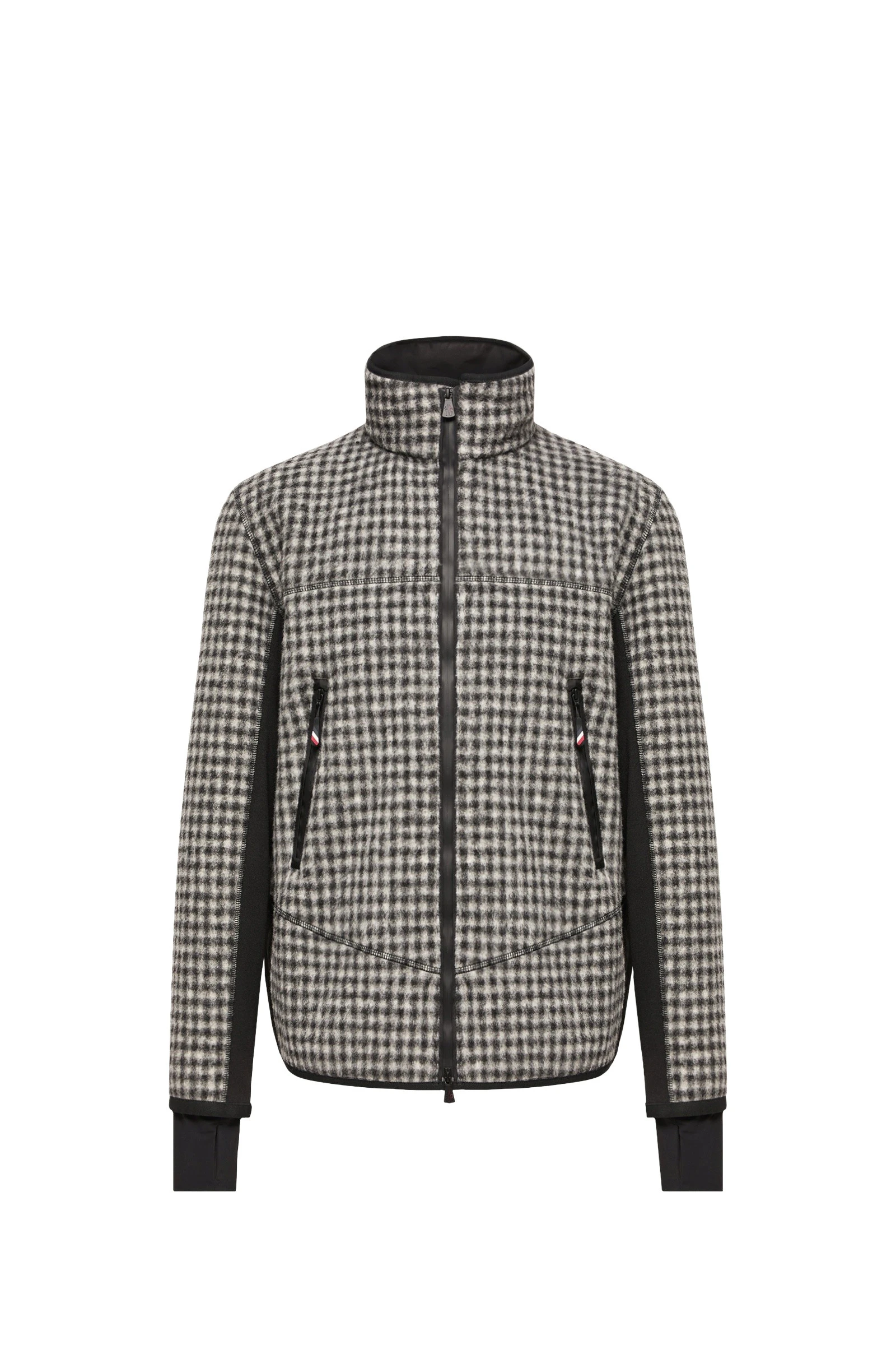 Moncler Wool Blend Vichy Zip-Up Sweatshirt in Black & White Moncler Wool Blend Vichy Zip-Up Sweatshirt in Black & White | Men's Sweatshirts | Coveti