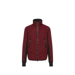 Moncler Wool Blend Vichy Zip-Up Sweatshirt in Red & Black | Men's Sweatshirts | Coveti