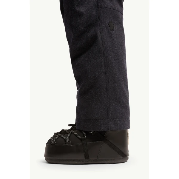 Moncler Wool Denim Ski Bib in Dark Blue, view 3 | Men's Skiwear | Coveti