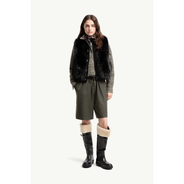 Moncler Wool Down Gilet in Black, view 2 | Women's Vests and Gilets | Coveti