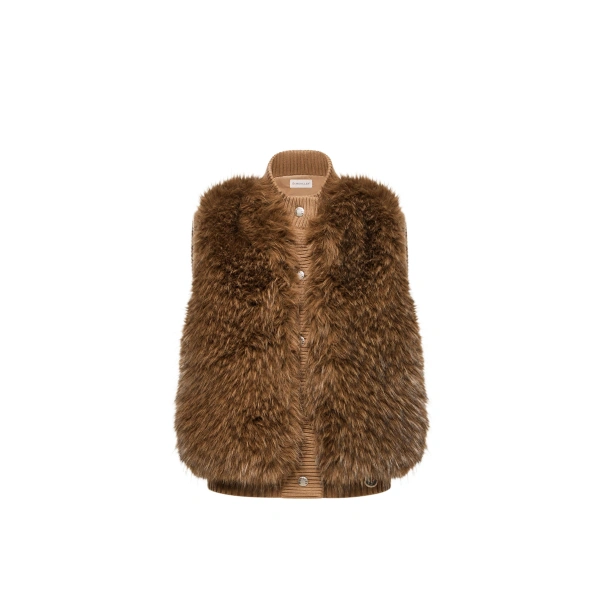 Wool Down Gilet in Camel Beige