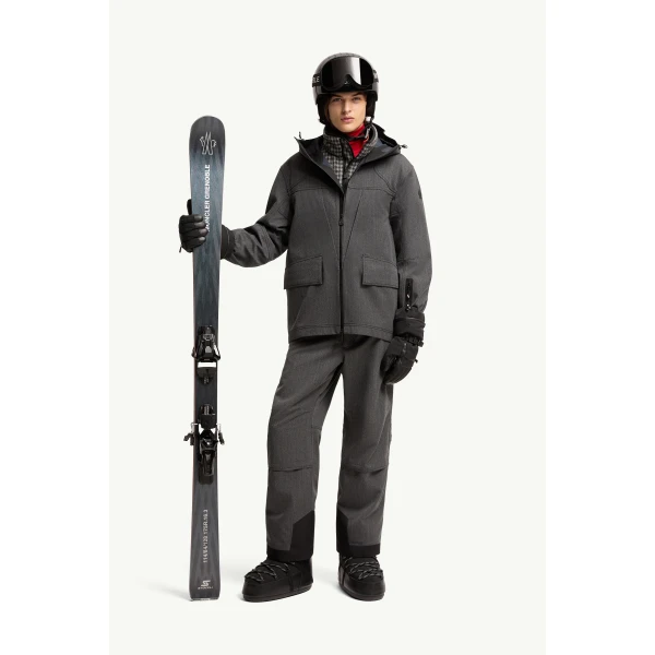 Moncler Wool Ski Trousers in Dark Gray, view 2 | Men's Skiwear | Coveti
