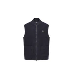 Moncler Wool Zip-Up Gilet in Navy Blue | Men's Jackets | Coveti
