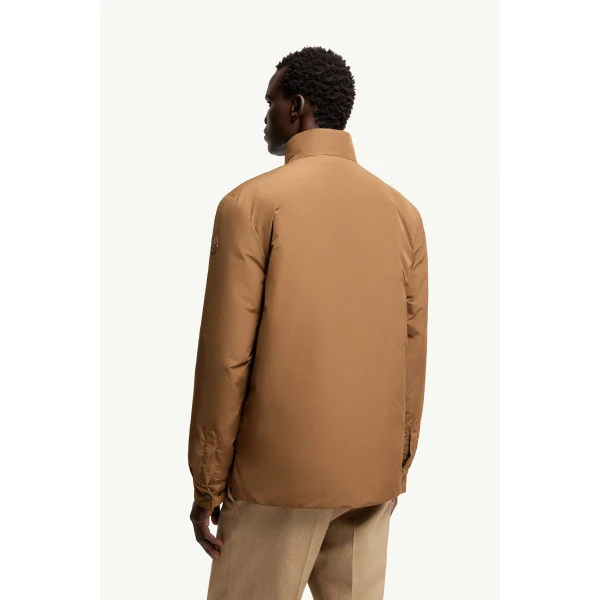 Moncler Yndale Short Down Jacket in Light Brown, view 5 | Men's Jackets | Coveti