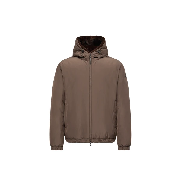 Zambood Hooded Short Down Jacket in Brown