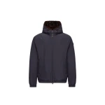 Moncler Zambood Hooded Short Down Jacket in Navy Blue | Men's Jackets | Coveti