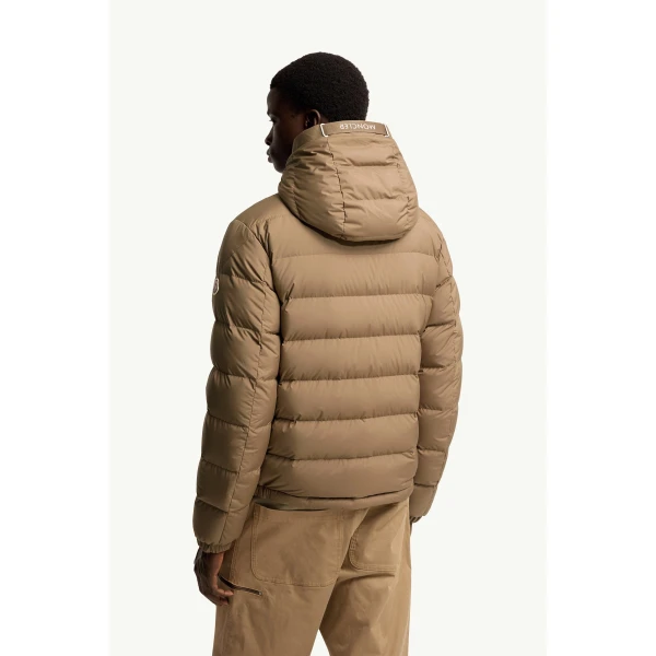Moncler Zeflor Hooded Down Jacket in Camel Beige, view 5 | Men's Jackets | Coveti