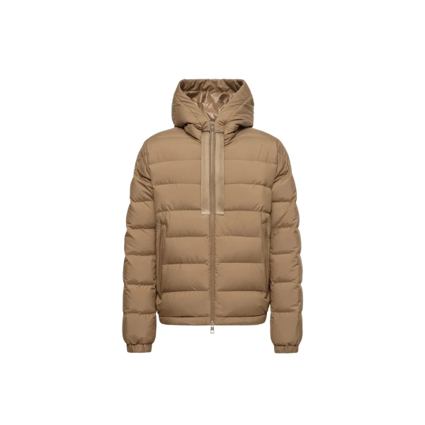 Moncler Zeflor Hooded Down Jacket in Camel Beige | Men's Jackets | Coveti