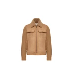 Moncler Zerique Shearling & Suede Short Down Jacket in Camel Beige | Men's Jackets | Coveti