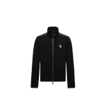 Moncler Zip-Up Polo Neck Sweatshirt in Black | Men's Sweatshirts | Coveti