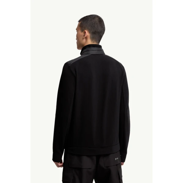 Moncler Zip-Up Polo Neck Sweatshirt in Black, view 5 | Men's Sweatshirts | Coveti