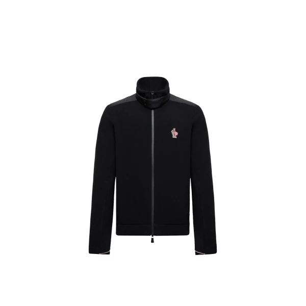 Moncler Zip-Up Polo Neck Sweatshirt in Black | Men's Sweatshirts | Coveti