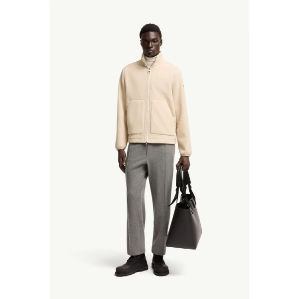 Moncler Zip-Up Sweatshirt in Light Beige, view 2 | Men's Sweatshirts | Coveti
