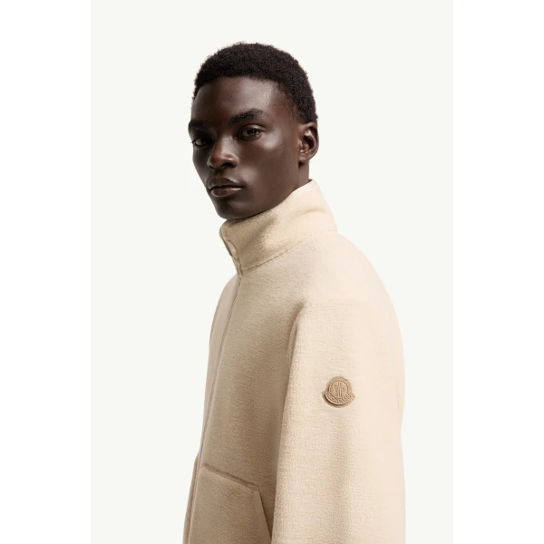 Moncler Zip-Up Sweatshirt in Light Beige, view 3 | Men's Sweatshirts | Coveti