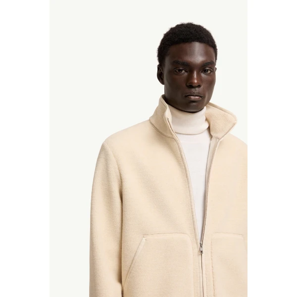 Moncler Zip-Up Sweatshirt in Light Beige, view 6 | Men's Sweatshirts | Coveti