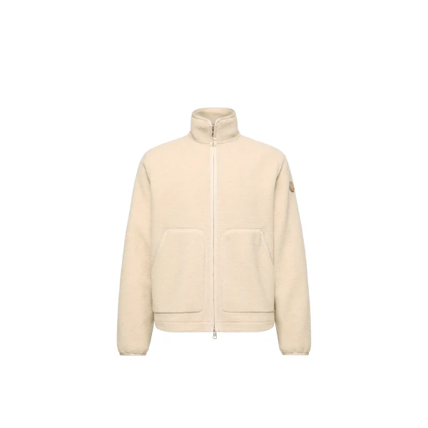 Moncler Zip-Up Sweatshirt in Light Beige | Men's Sweatshirts | Coveti