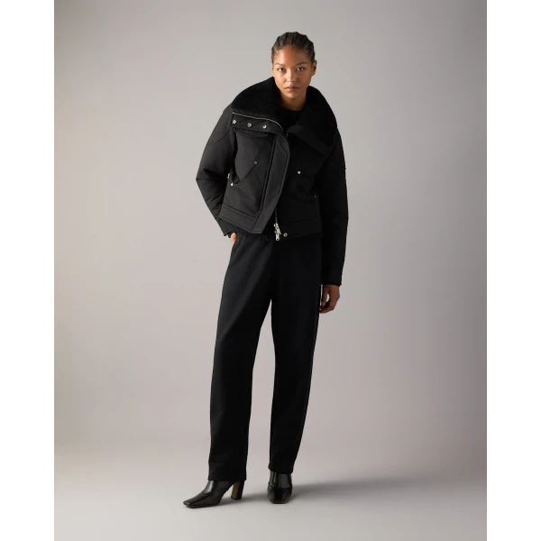 Moose Knuckles Aurora Down Trucker Jacket in Black | Jackets | Coveti