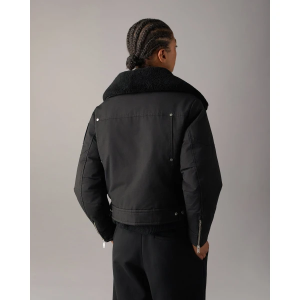 Moose Knuckles Aurora Down Trucker Jacket in Black | Jackets | Coveti