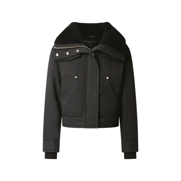 Moose Knuckles Aurora Down Trucker Jacket in Black | Coveti