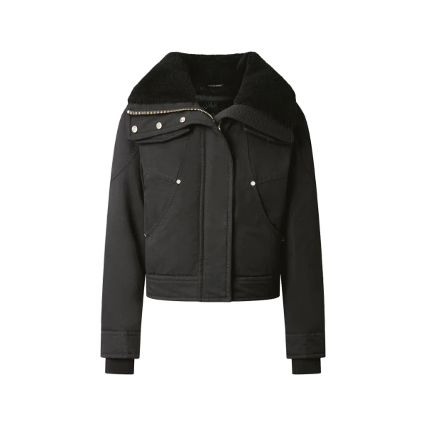 Moose Knuckles Aurora Down Trucker Jacket in Black | Coveti
