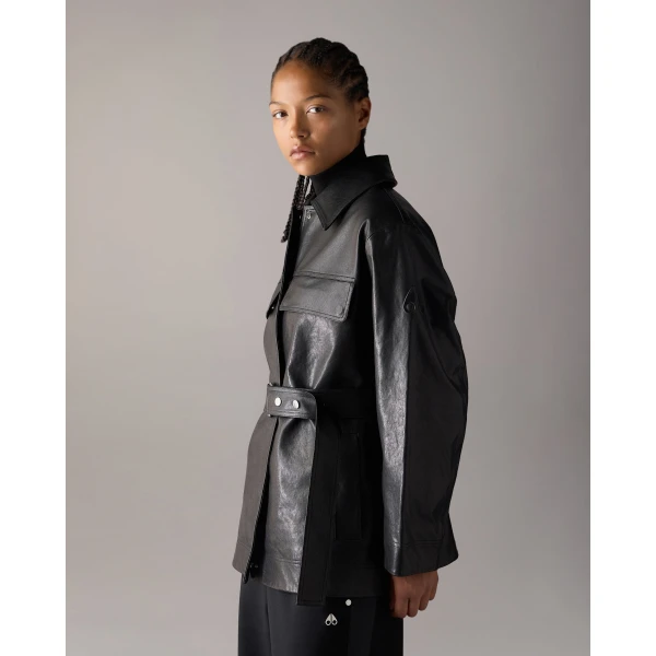 Moose Knuckles BLVD Leather Field Jacket in Black | Leather Jackets | Coveti