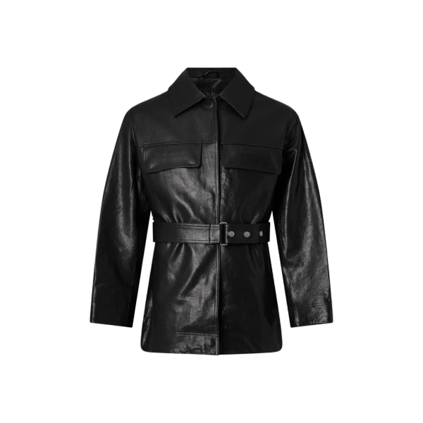 BLVD Leather Field Jacket in Black