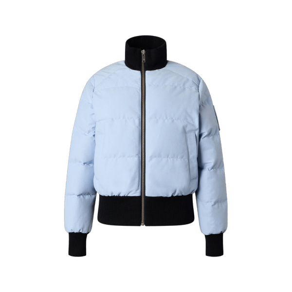 Moose Knuckles Banff Down Bomber in Blue Ice | Coveti