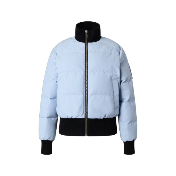 Moose Knuckles Banff Down Bomber in Blue Ice | Coveti
