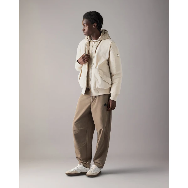 Moose Knuckles Brixton Down Bomber Jacket in Alabaster | Men Jackets | Coveti
