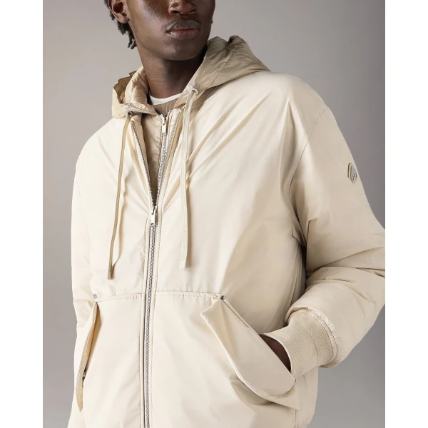 Moose Knuckles Brixton Down Bomber Jacket in Alabaster | Men Jackets | Coveti