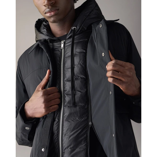 Moose Knuckles Brixton Down Trucker Jacket in Black | Men Jackets | Coveti