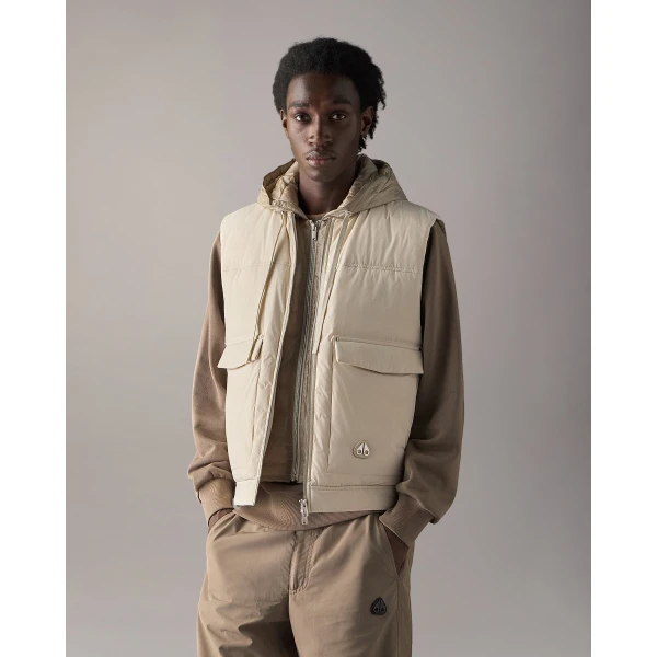 Moose Knuckles Brixton Vest in Alabaster | Men Jackets | Coveti