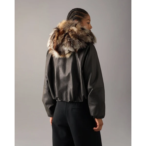 Moose Knuckles Cardin Fur & Leather Jacket in Black | Leather Jackets | Coveti