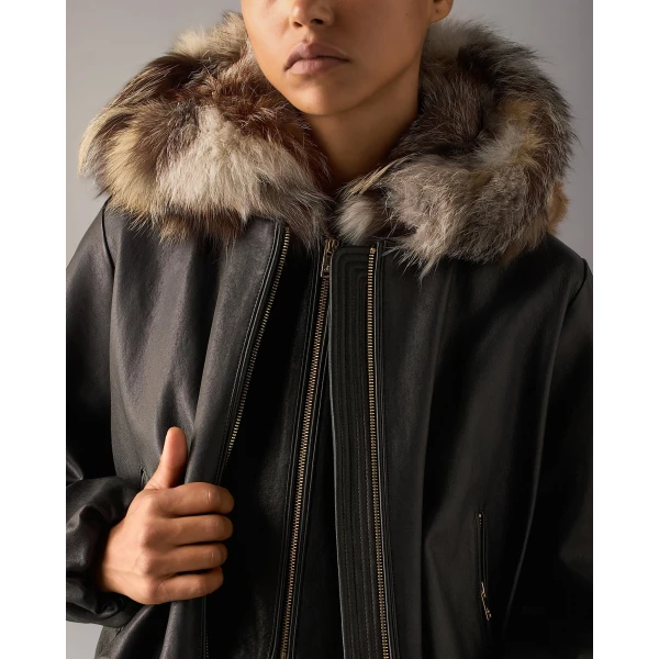 Moose Knuckles Cardin Fur & Leather Jacket in Black | Leather Jackets | Coveti