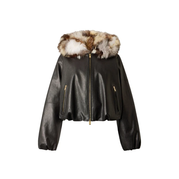 Cardin Fur & Leather Jacket in Black