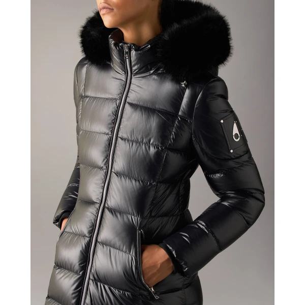 Moose Knuckles Celestia Long Down Parka in Black | Coats | Coveti