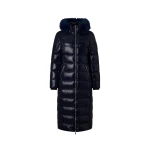 Moose Knuckles Celestia Long Down Parka in Navy | Coveti
