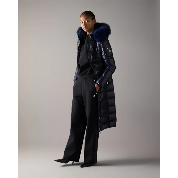 Moose Knuckles Celestia Long Down Parka in Navy | Coats | Coveti