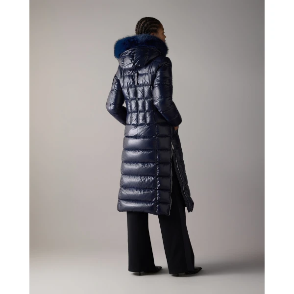 Moose Knuckles Celestia Long Down Parka in Navy | Coats | Coveti